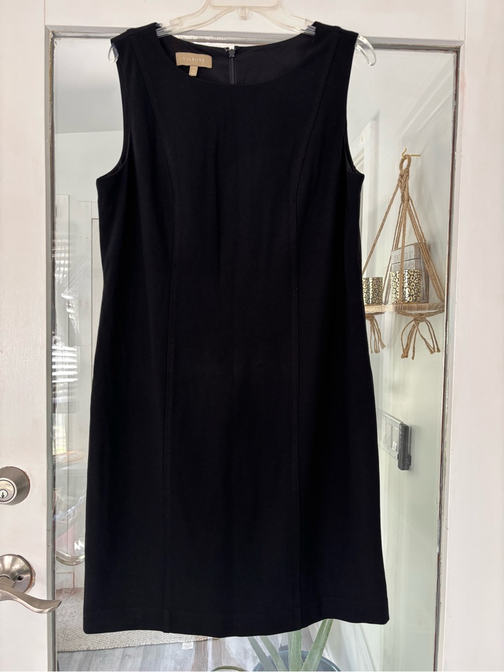 Talbots Black Sleeveless Midi Sheath Dress